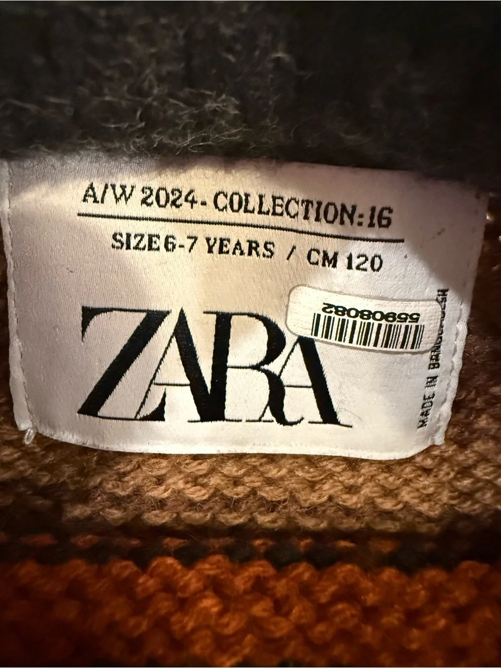 Zara Kids Striped Knit Crewneck Sweater in Orange and Navy